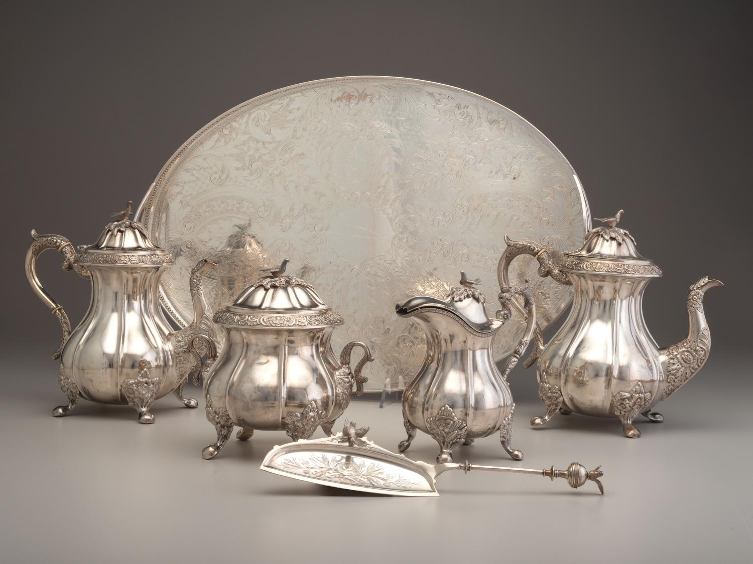 A Thomas Whartenby Coin Silver Five-Piece Tea and Coffee Service