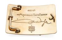 Edward H. Bohlin 14 Karat Yellow Gold Red River Trophy Buckle Height 2 14/ x width 3 1/2 inches