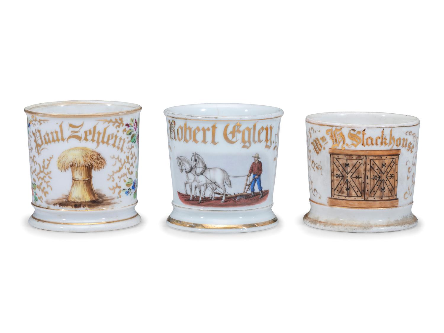 Three Farmer's Occupational Shaving Mugs