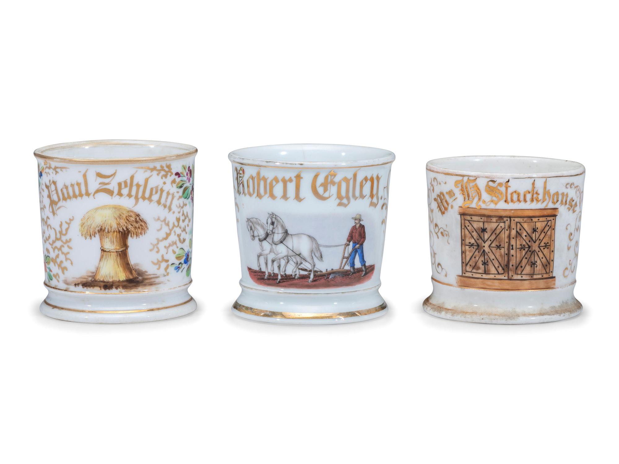 Three Farmer's Occupational Shaving Mugs
