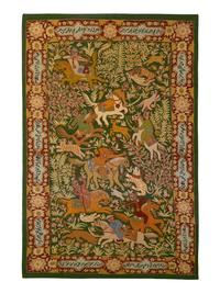 An Indian Crewelwork Copy of a Qum Hunting Rug