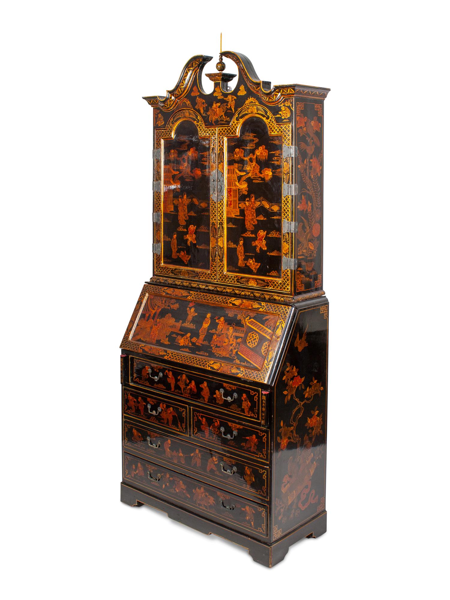 A Georgian Style Chinoiserie-Decorated Secretary