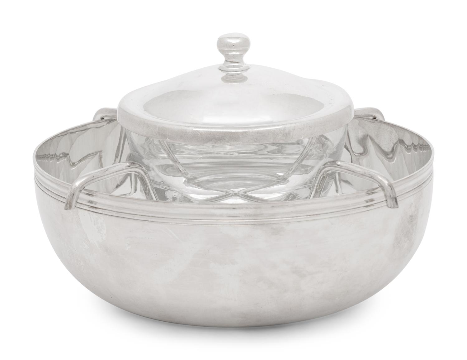 A Christofle Silver-Plate and Glass Caviar Server