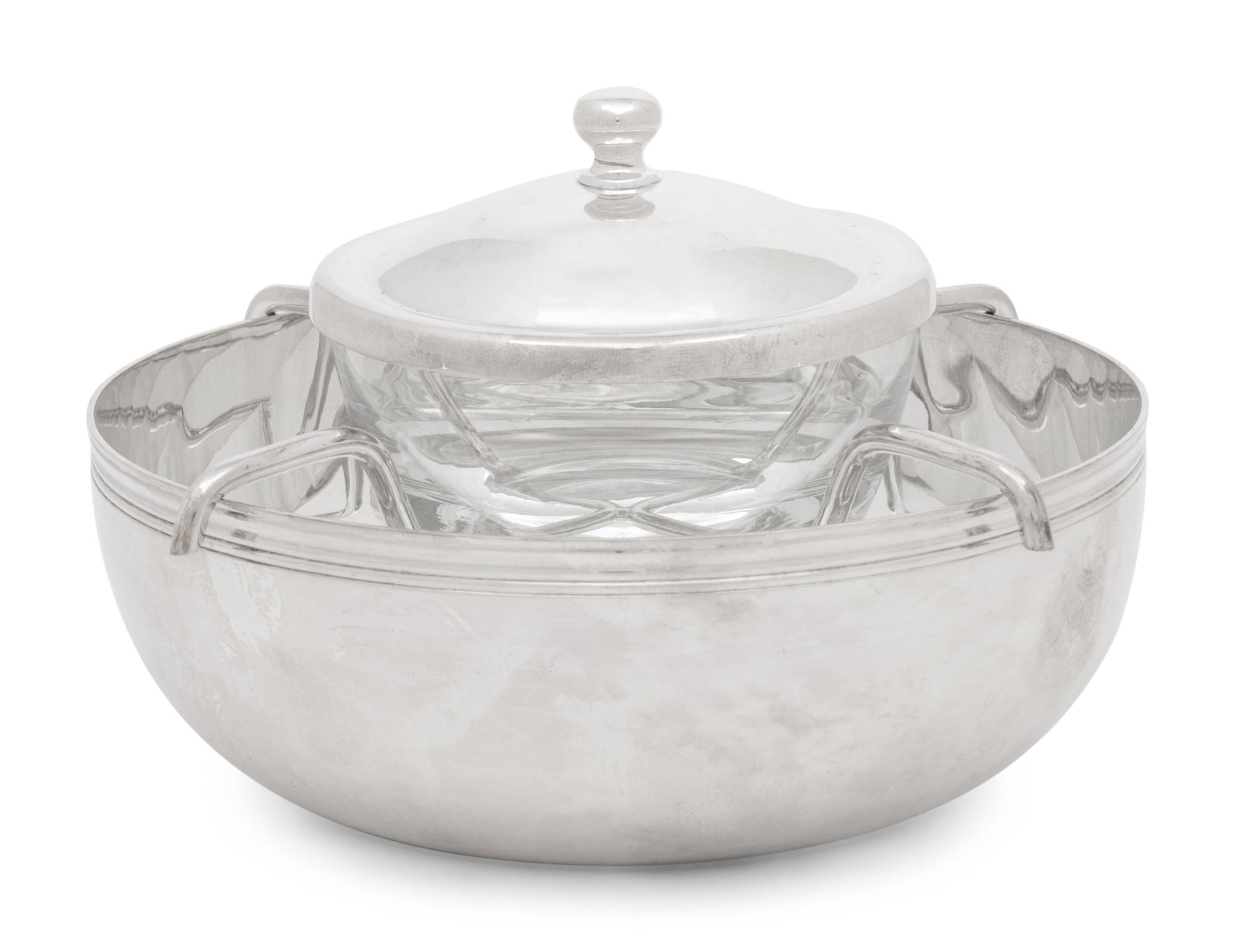 A Christofle Silver-Plate and Glass Caviar Server