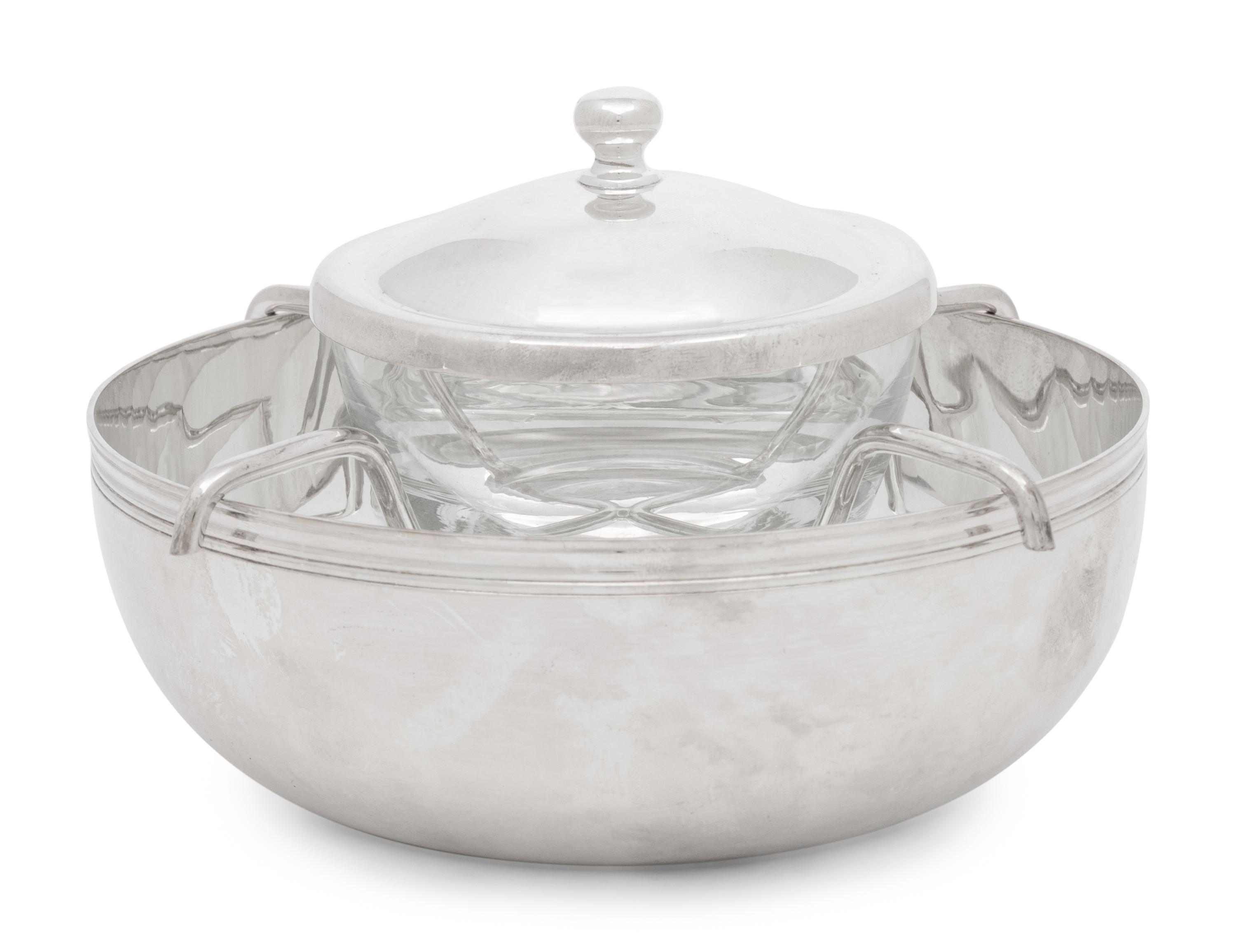 A Christofle Silver-Plate and Glass Caviar Server