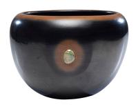 Black and Siena Pottery Jar, with Turquoise