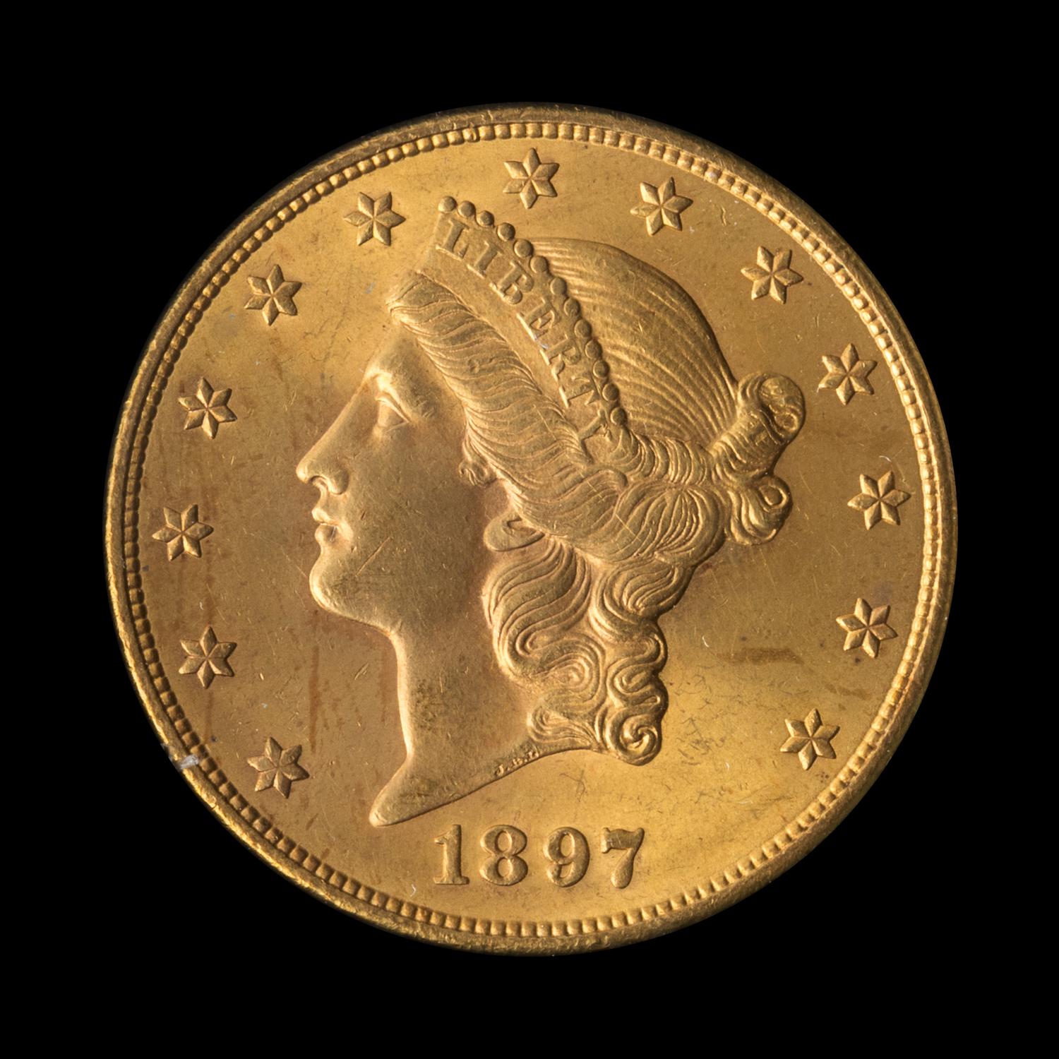 A United States 1897-S Liberty Head $20 Gold Coin