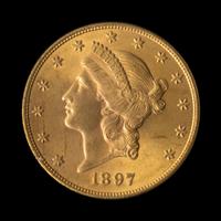 A United States 1897-S Liberty Head $20 Gold Coin