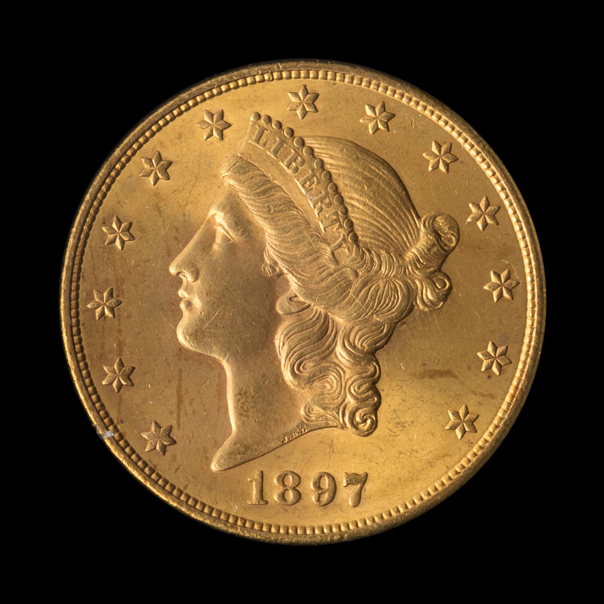 A United States 1897-S Liberty Head $20 Gold Coin