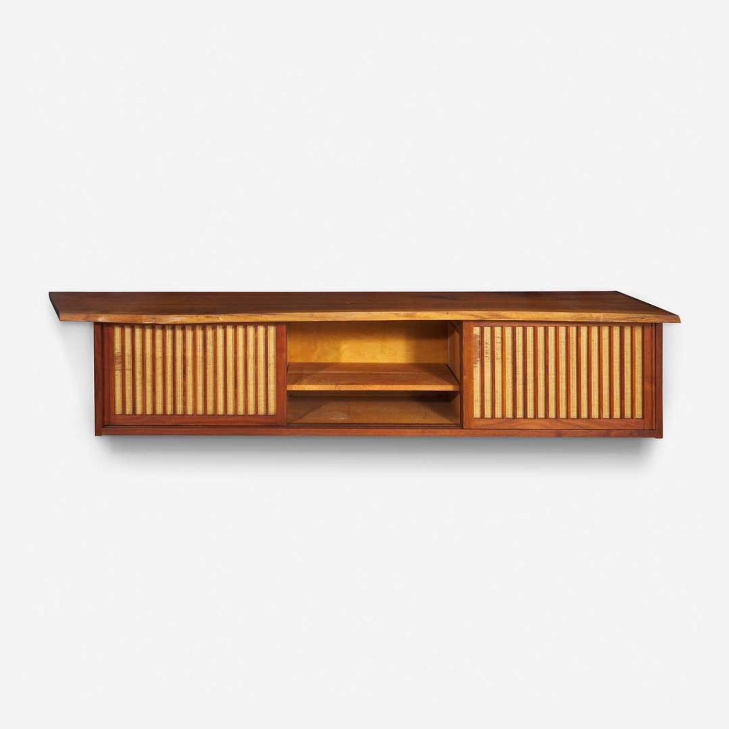 George Nakashima (American, 1905-1990) Triple Sliding-Door Hanging Wall Cabinet, New Hope, Pennsylvania, 1966
