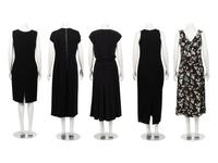 Four Dresses and One Jumpsuit: One Christian Dior, One Gucci, One Attributed to Dior, One Oscar de la Renta, and One Lanvin Jumpsuit