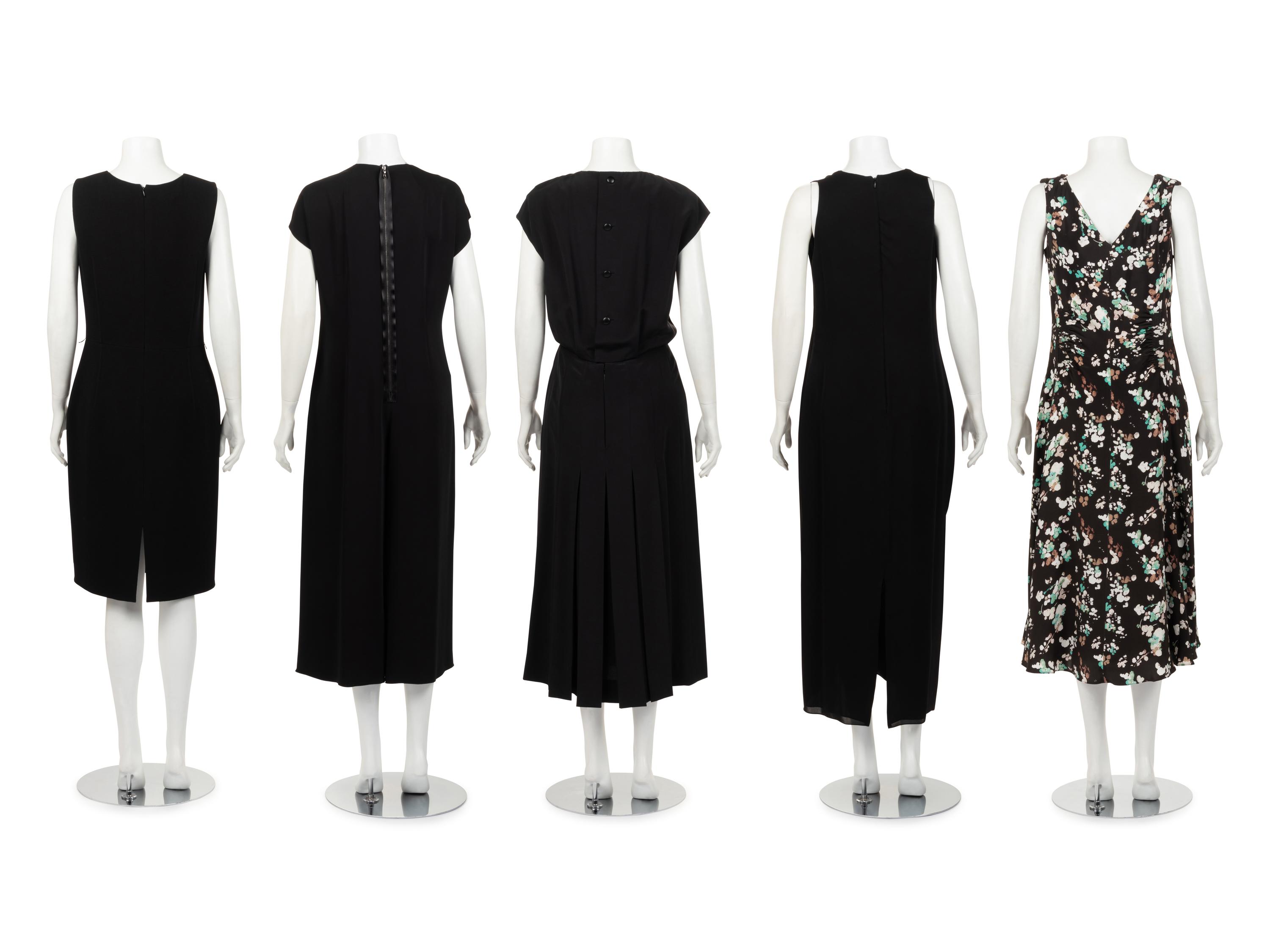 Four Dresses and One Jumpsuit: One Christian Dior, One Gucci, One Attributed to Dior, One Oscar de la Renta, and One Lanvin Jumpsuit