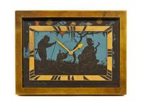 A French Bronze Desk Clock, TIFFANY & CO., Height 3 3/8 x width 4 1/2 inches. — TIFFANY & CO.,