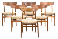 Hans Wegner (Danish, 1914-2007), CARL HANSEN & SON, 1950s, set of six dining chairs