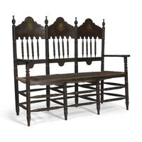 A Painted and Decorated Bannister-Back Settee