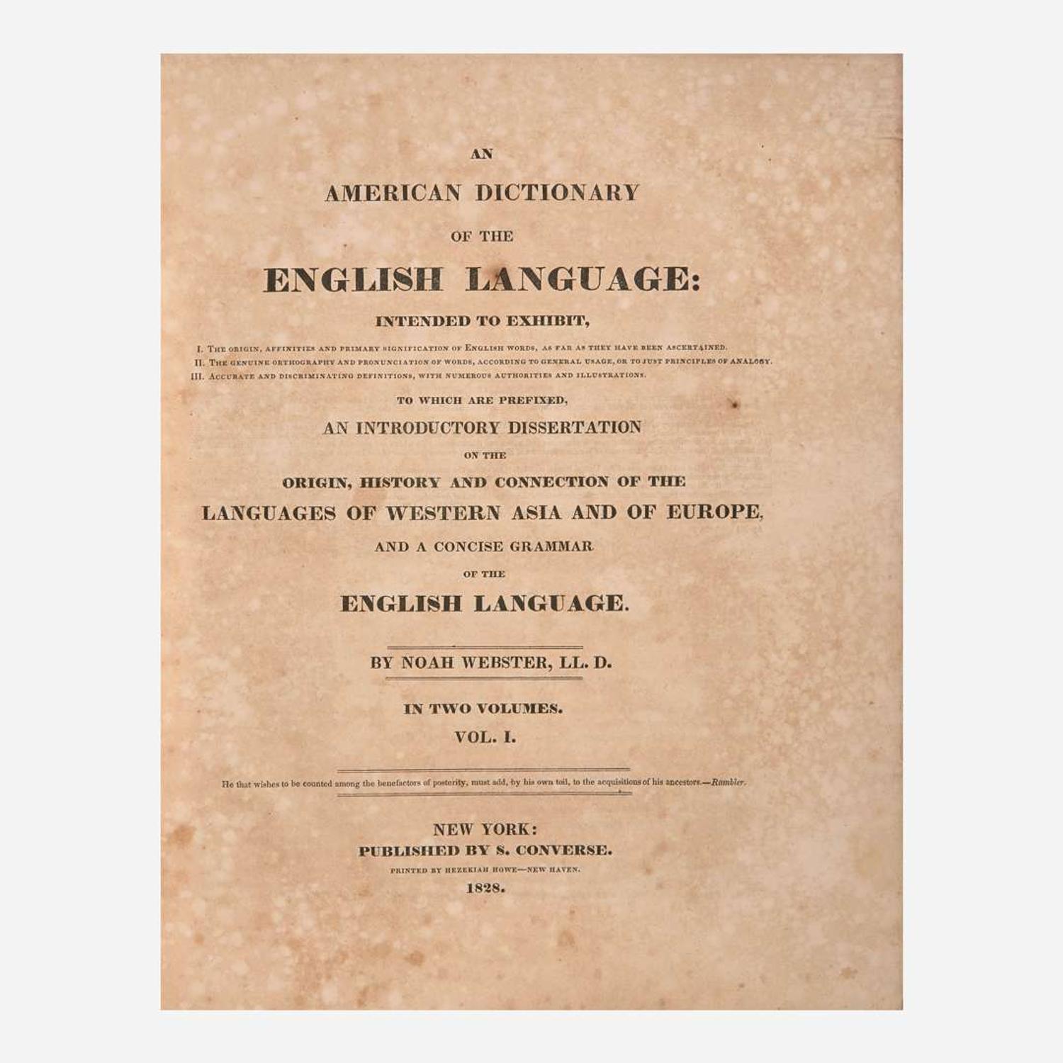 [Literature] Webster, Noah An American Dictionary of the English Language...