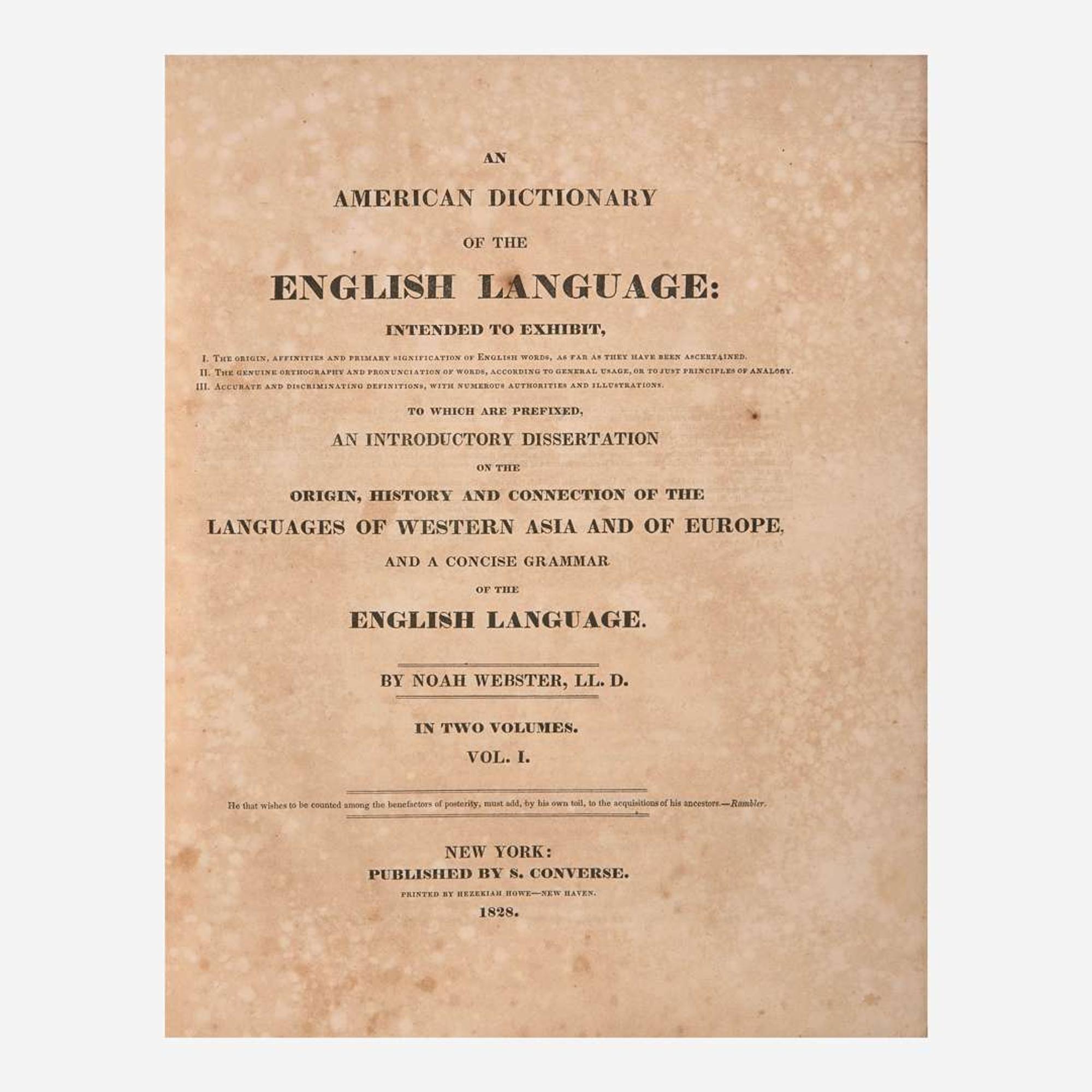 [Literature] Webster, Noah An American Dictionary of the English Language...