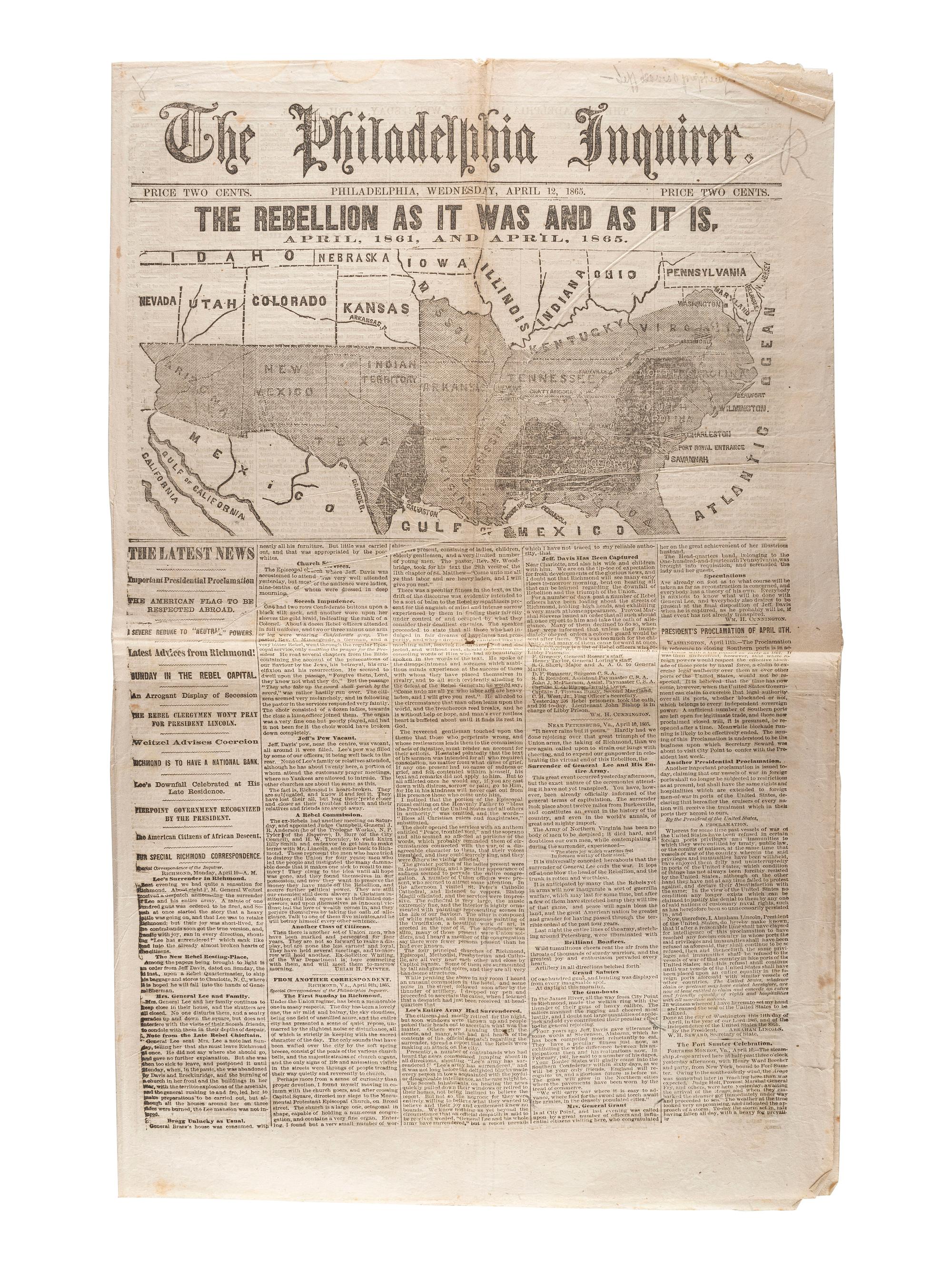 [CIVIL WAR]. A group of Civil War-era newspapers, comprising: