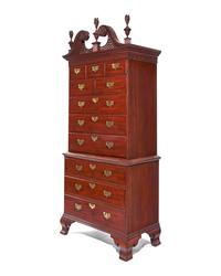 A Chippendale Fret-Carved Mahogany Chest-On-Chest