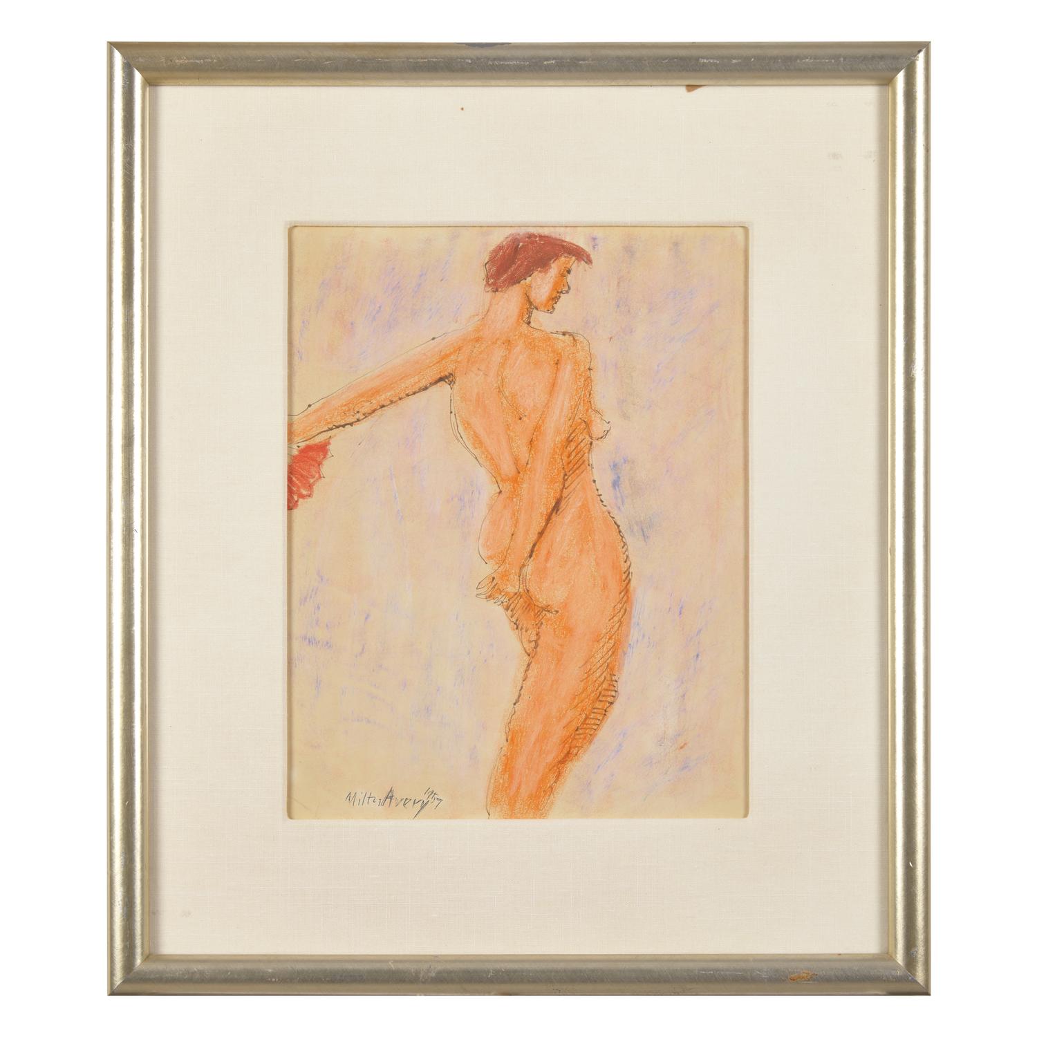 Milton Avery (American, 1885-1965) — Untitled (Nude with Fan) , 1957