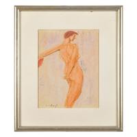 Milton Avery (American, 1885-1965) — Untitled (Nude with Fan) , 1957