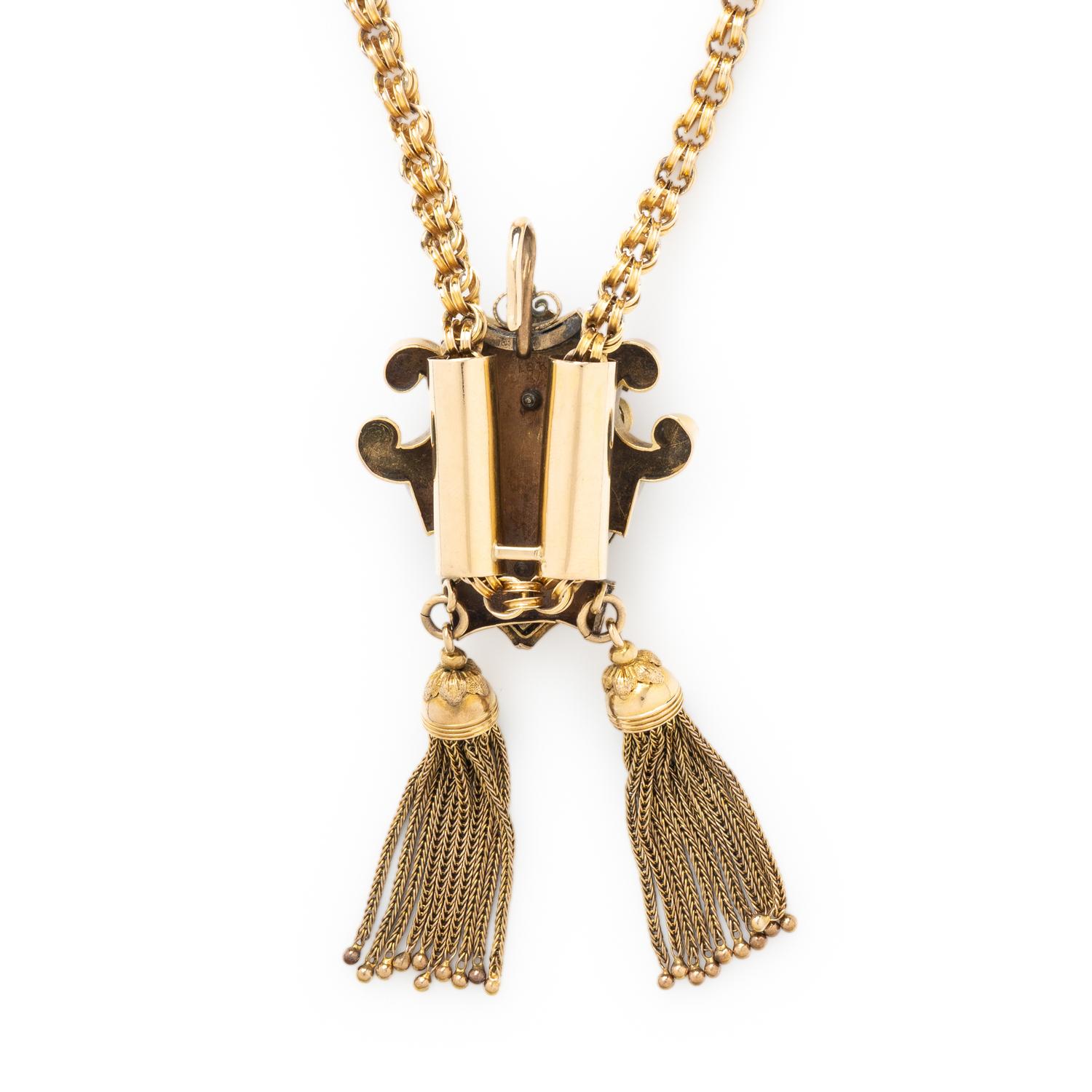 VICTORIAN, YELLOW GOLD SLIDE NECKLACE