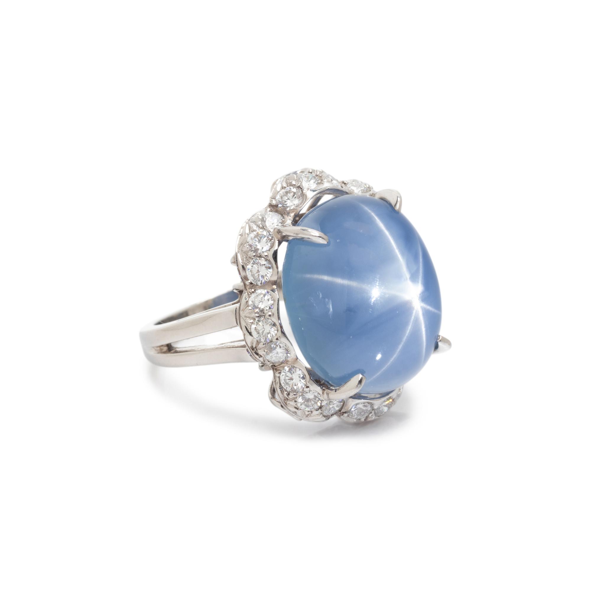 OSCAR HEYMAN & BROTHERS, PLATINUM AND STAR SAPPHIRE RING