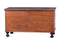 A Federal Grain-Painted Pine Blanket Chest on Bun Feet