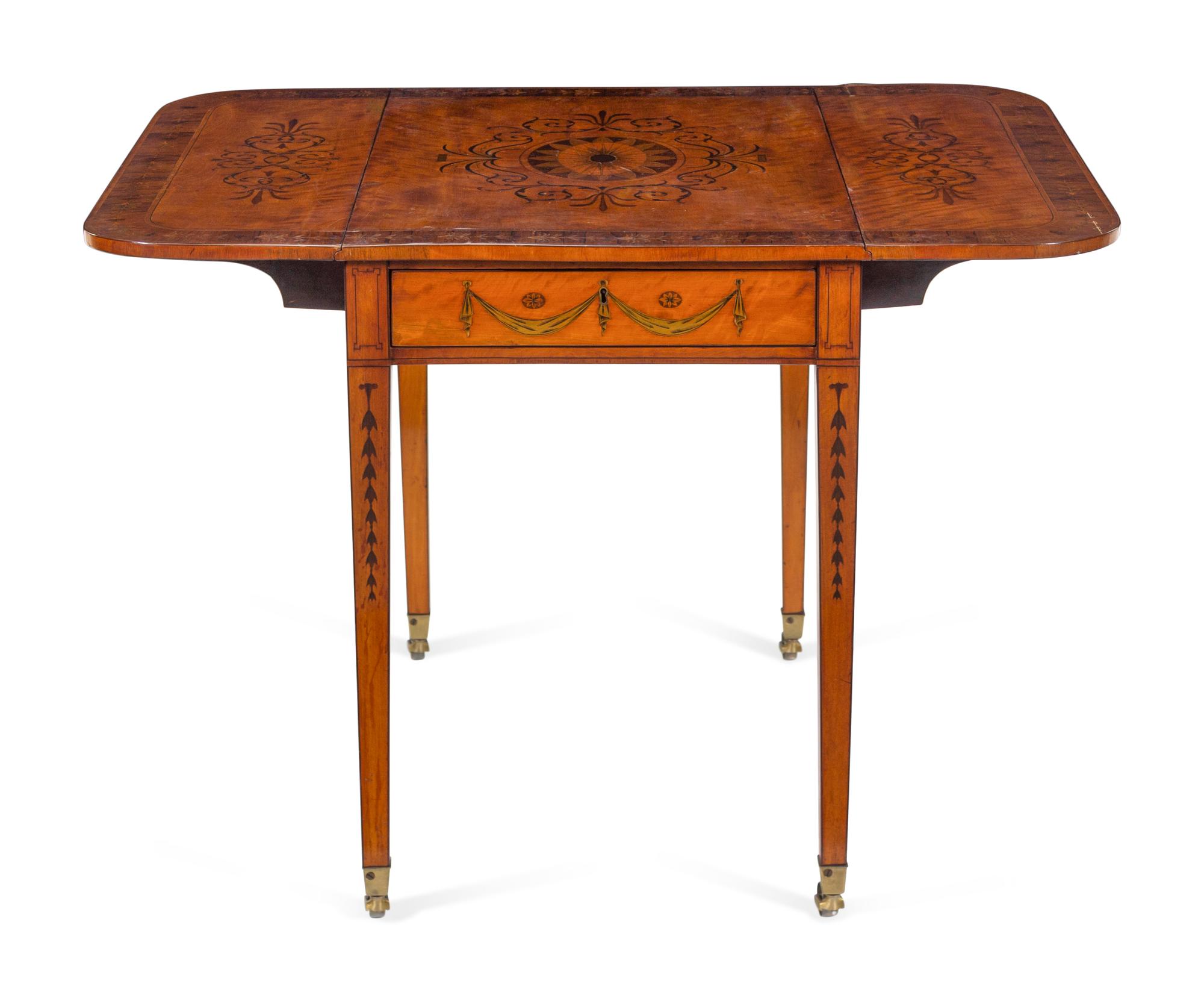 A George III Satinwood and Marquetry Pembroke Table in the Manner of Ince & Mayhew
