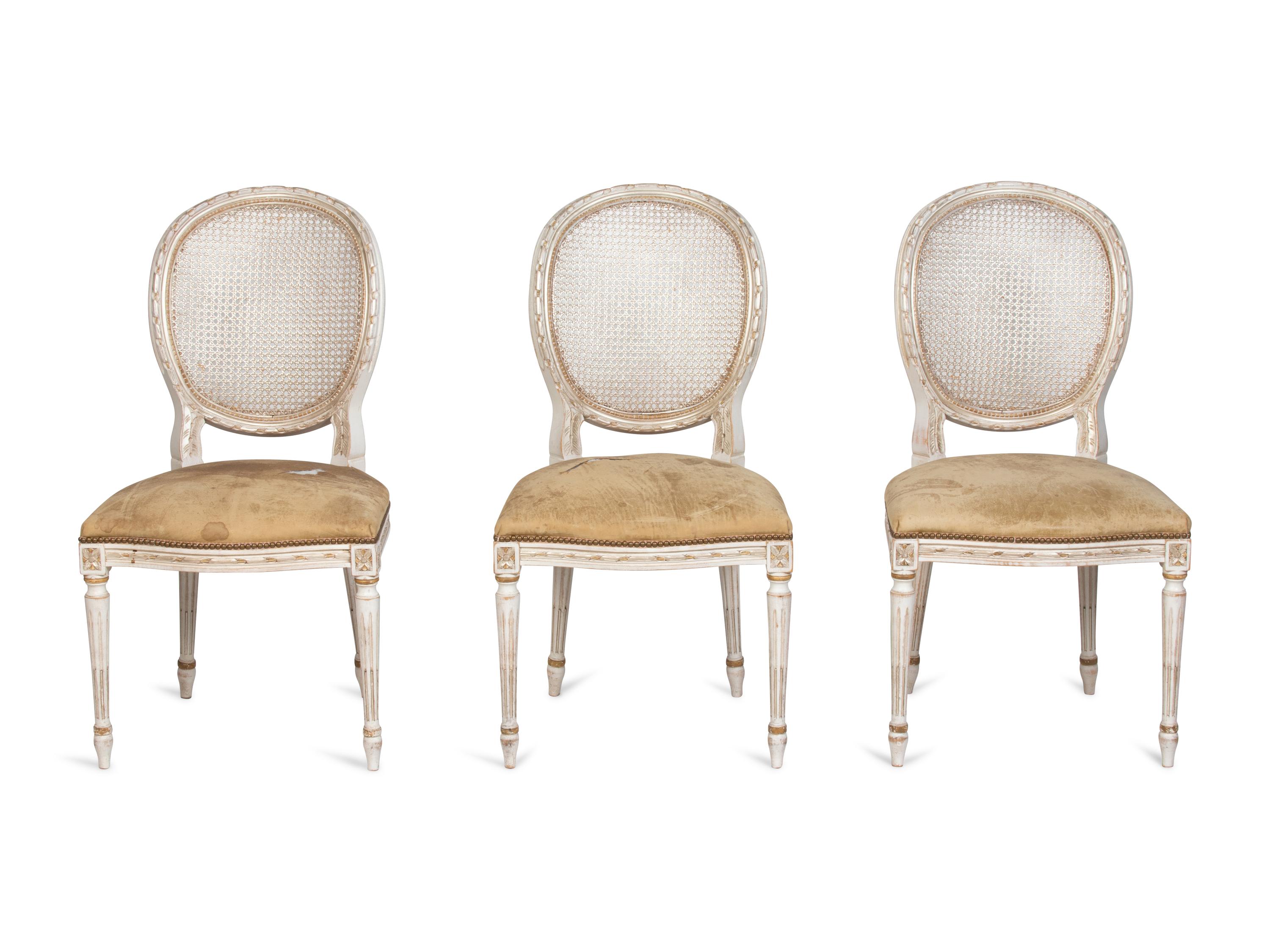 A Set of Ten Louis XV Style Painted Dining Chairs