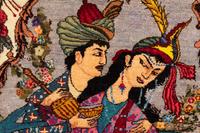 A Tabriz Wool and Silk Signed Pictorial Rug