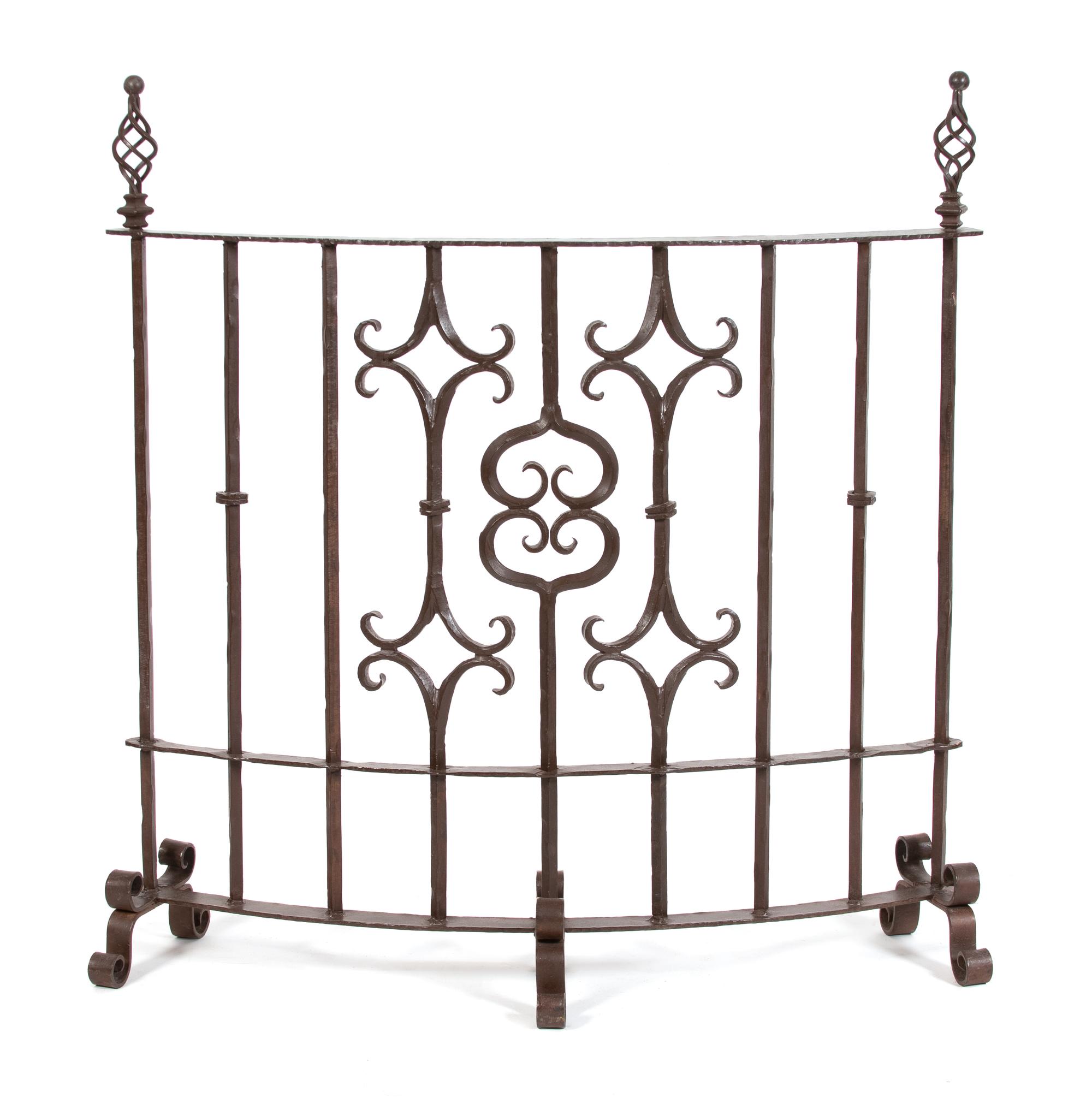 A Gothic Style Wrought Iron Fire Screen Height 48 x width 48 inches. — 20TH CENTURY