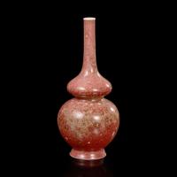 A Chinese "peach-bloom" double gourd vase 豇豆紅葫蘆瓶 Kangxi mark ???
