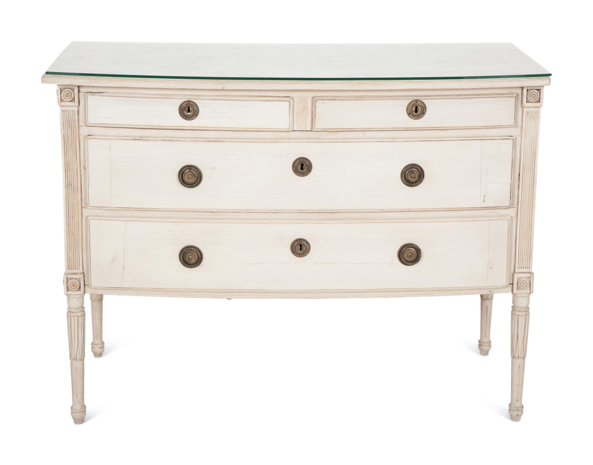 A Gustavian Style Bow Front Painted Commode