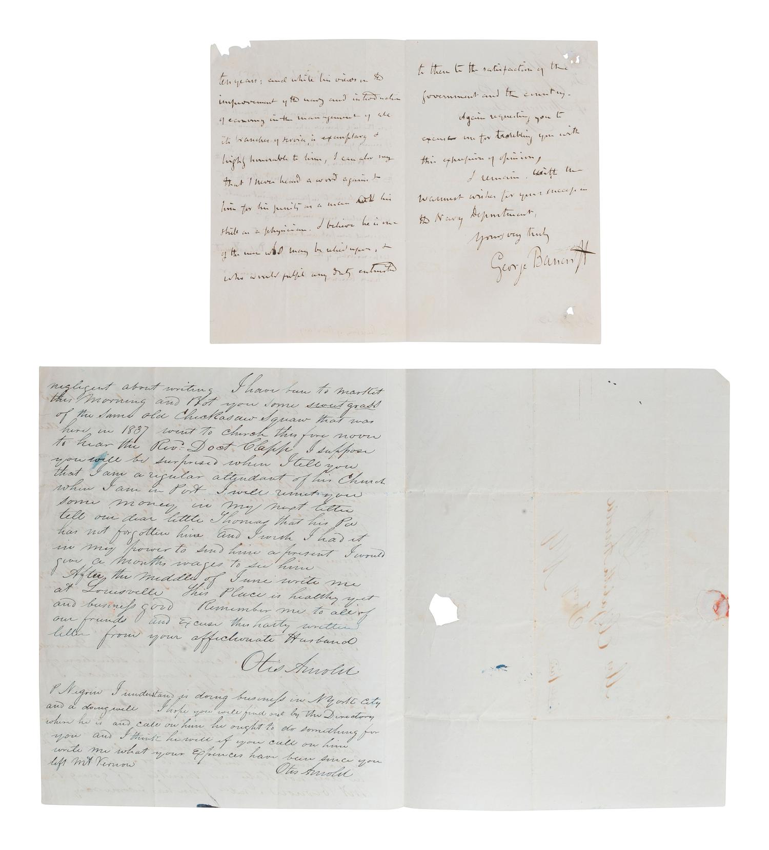 [US NAVY]. Antebellum naval-related correspondence, including: