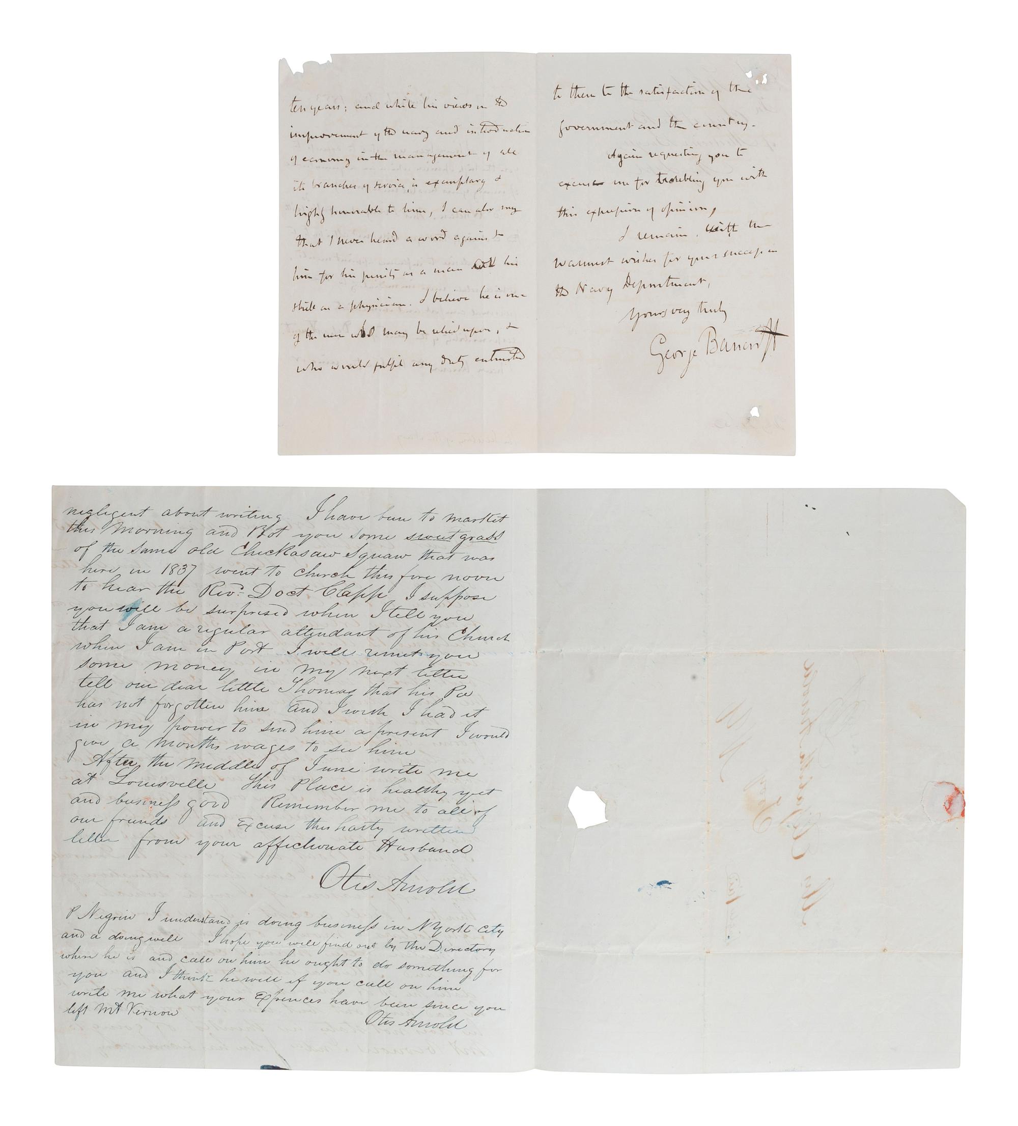 [US NAVY]. Antebellum naval-related correspondence, including: