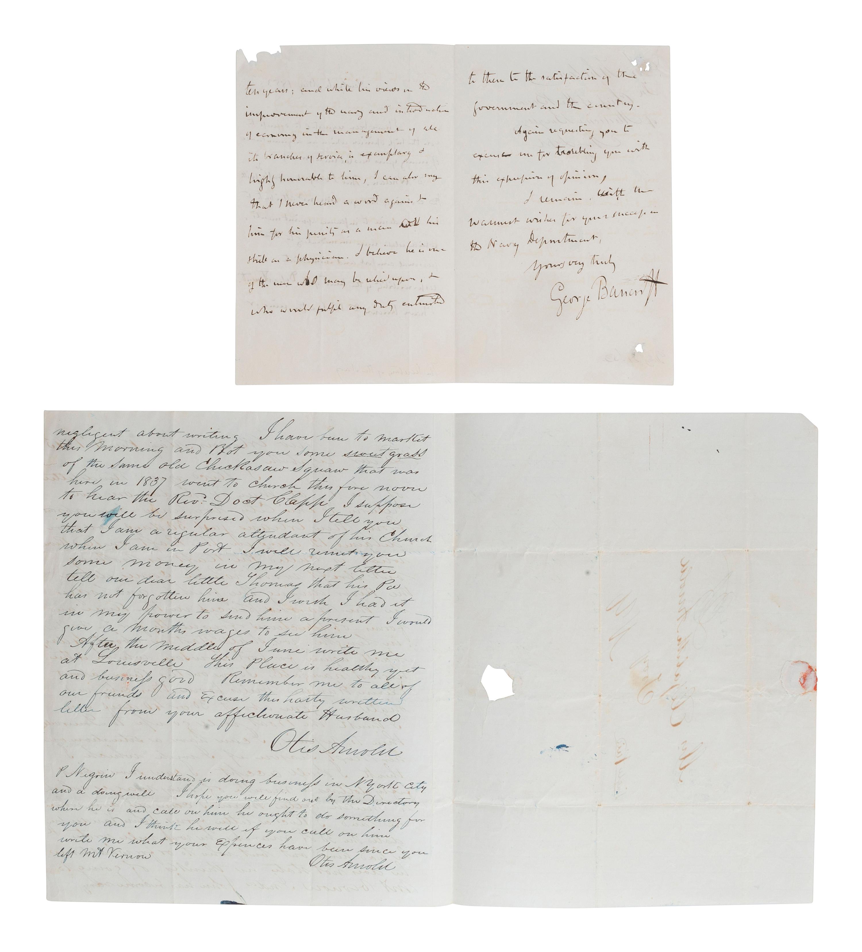 [US NAVY]. Antebellum naval-related correspondence, including: