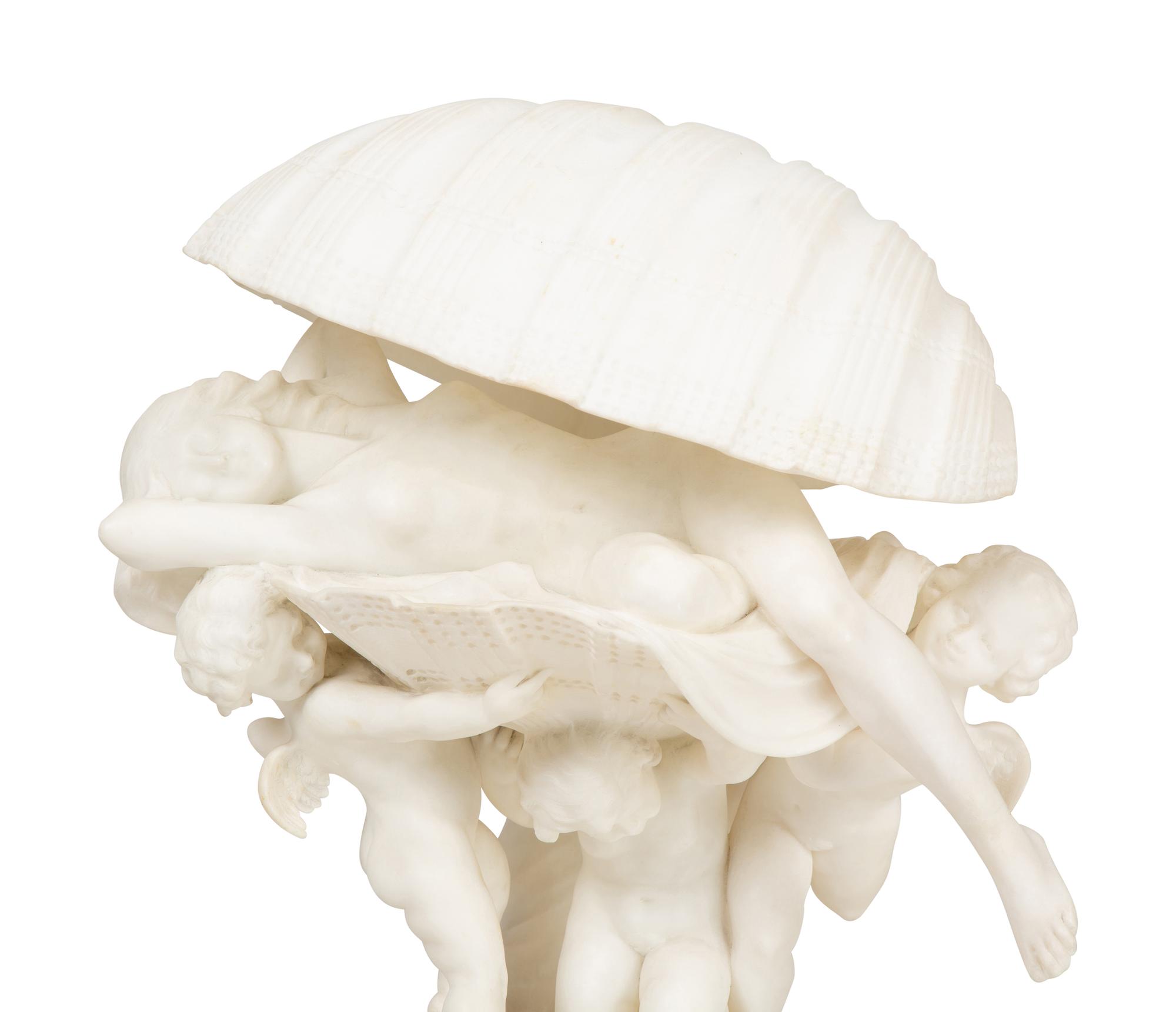 La Perla, a Carved Alabaster Figural Lamp