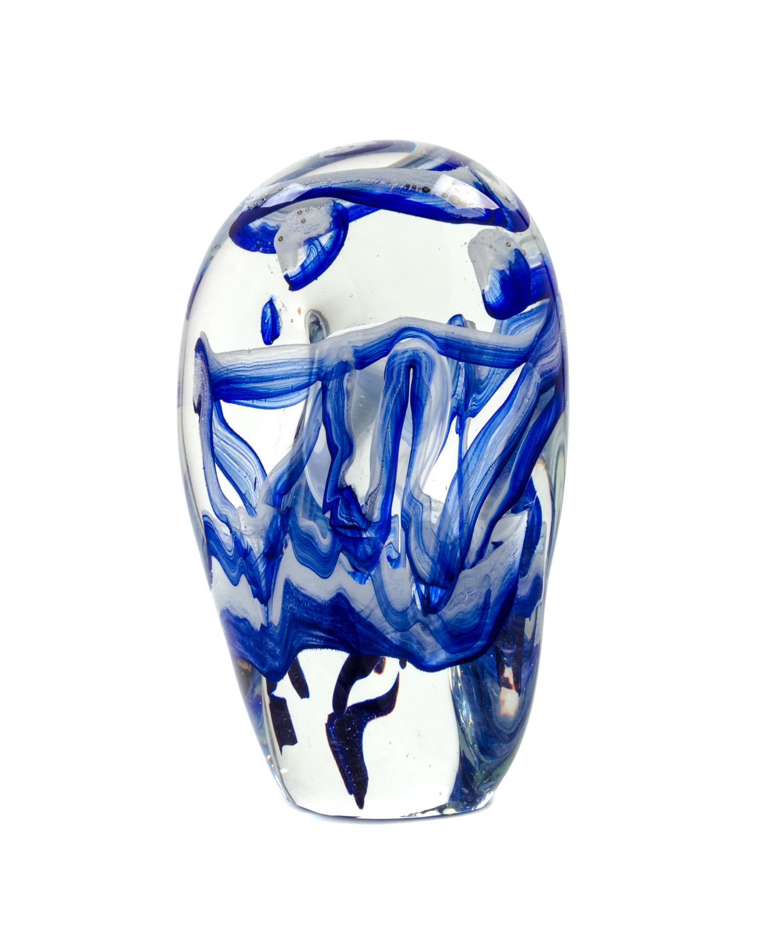 An Internally Decorated Glass Sculpture Height 10 1/4 inches.