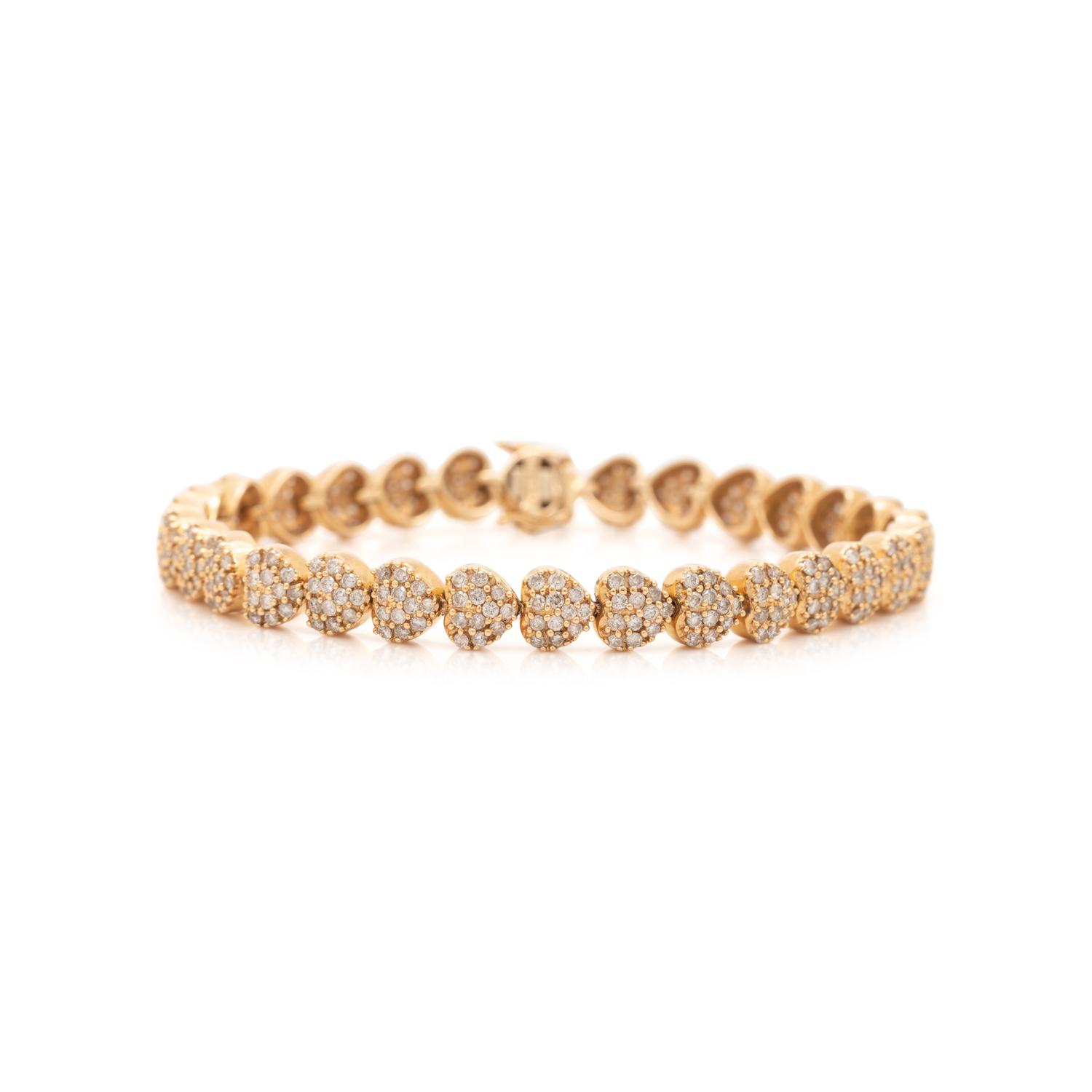 YELLOW GOLD AND DIAMOND HEART BRACELET