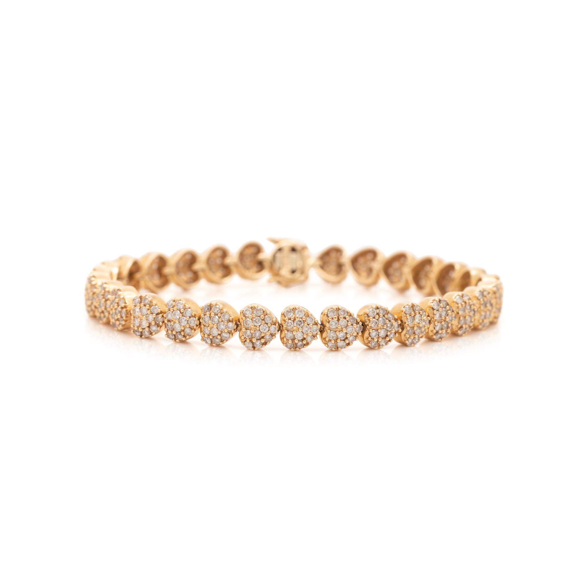 YELLOW GOLD AND DIAMOND HEART BRACELET