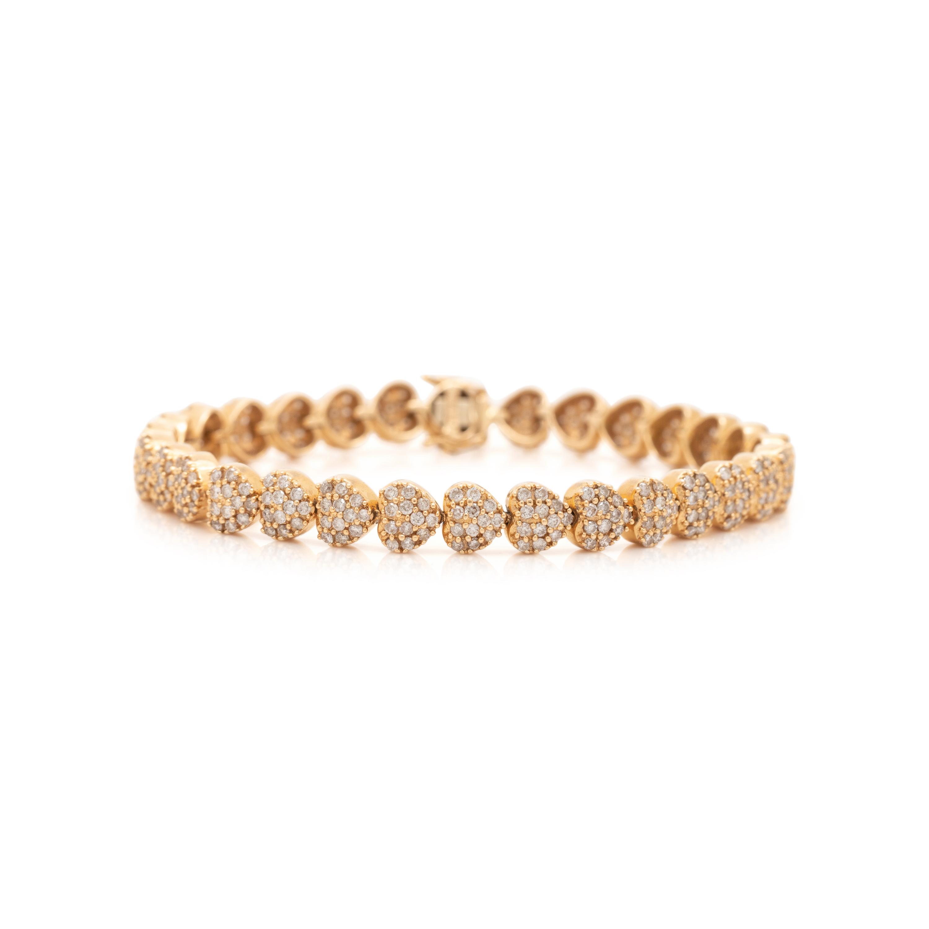 YELLOW GOLD AND DIAMOND HEART BRACELET