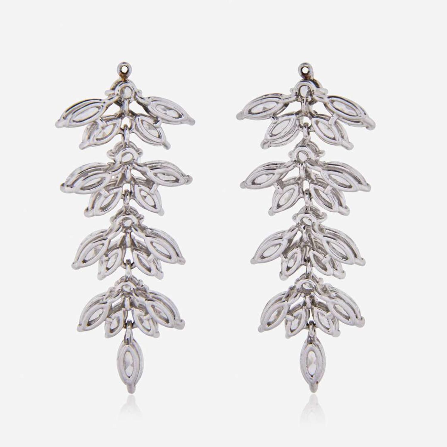 A Pair of Platinum and Diamond Earring Jackets