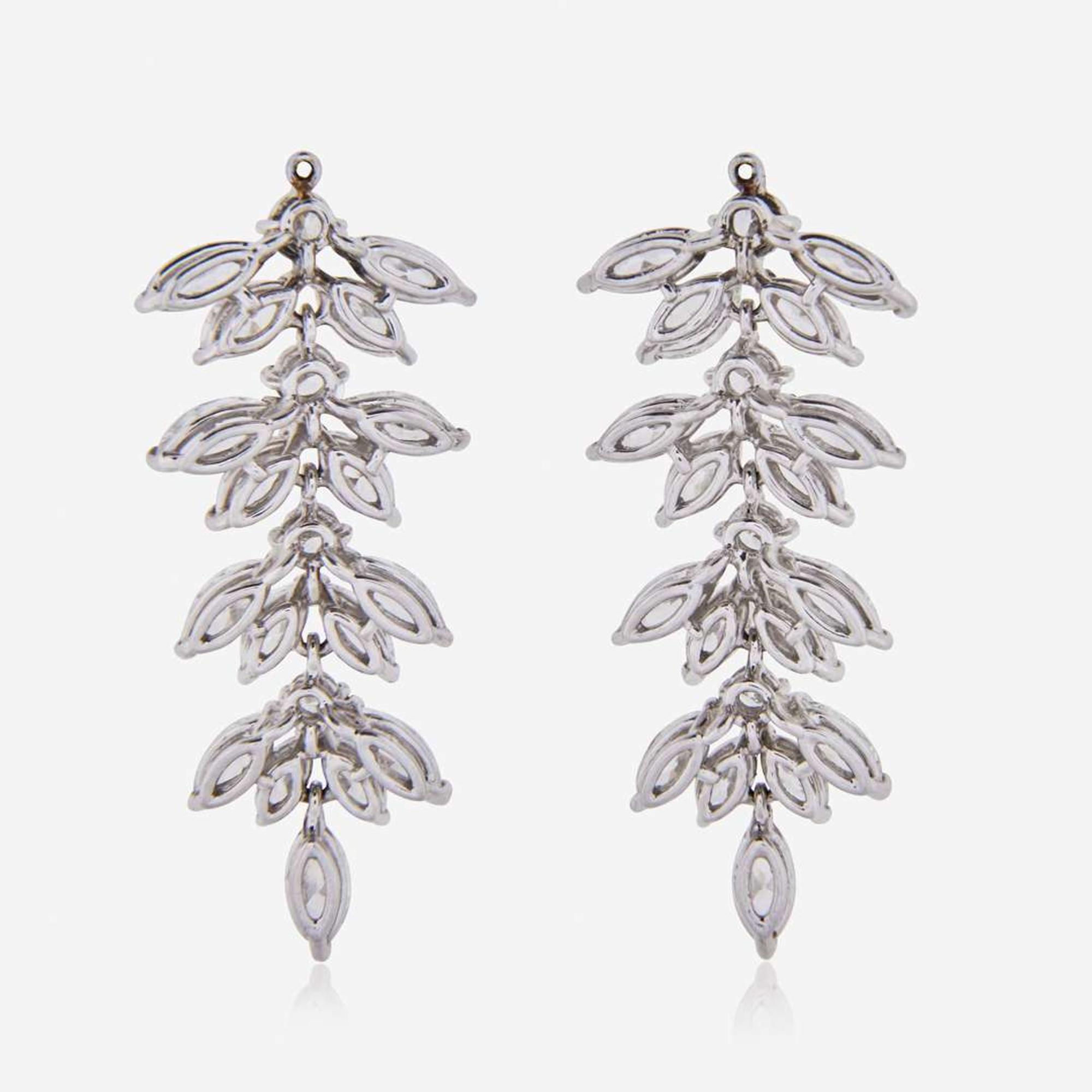 A Pair of Platinum and Diamond Earring Jackets