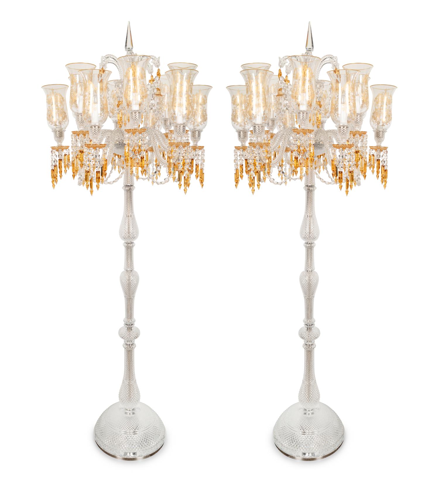 A Pair of Baccarat Zénith Twelve-Light Torchères