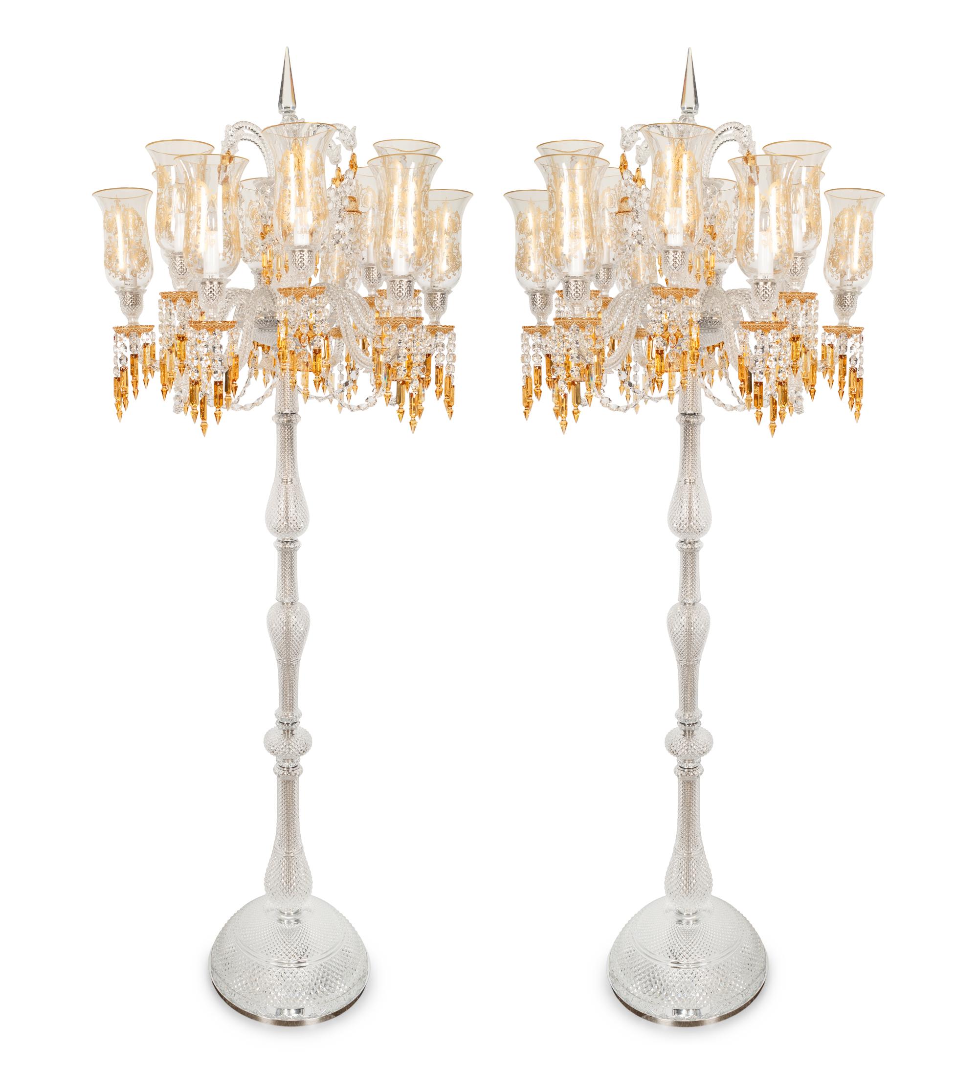 A Pair of Baccarat Zénith Twelve-Light Torchères