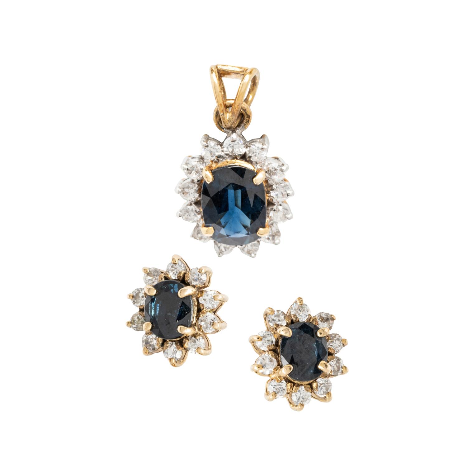 SAPPHIRE EARRINGS AND PENDANT