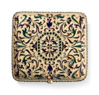 A Russian Plique-à-Jour Enamel Silver-Gilt Cigarette Case