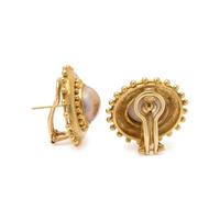 ELIZABETH LOCKE, YELLOW GOLD AND CULTURED MABE PEARL EARCLIPS