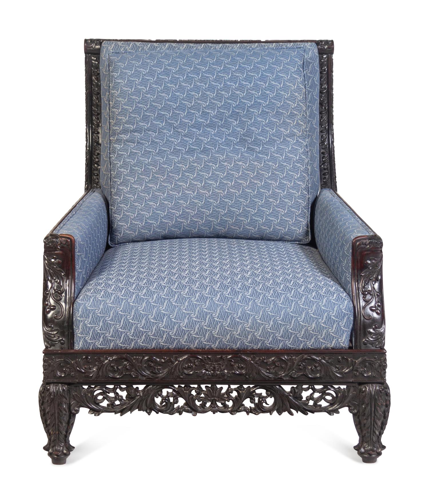 A Chinese Carved Hardwood Armchair